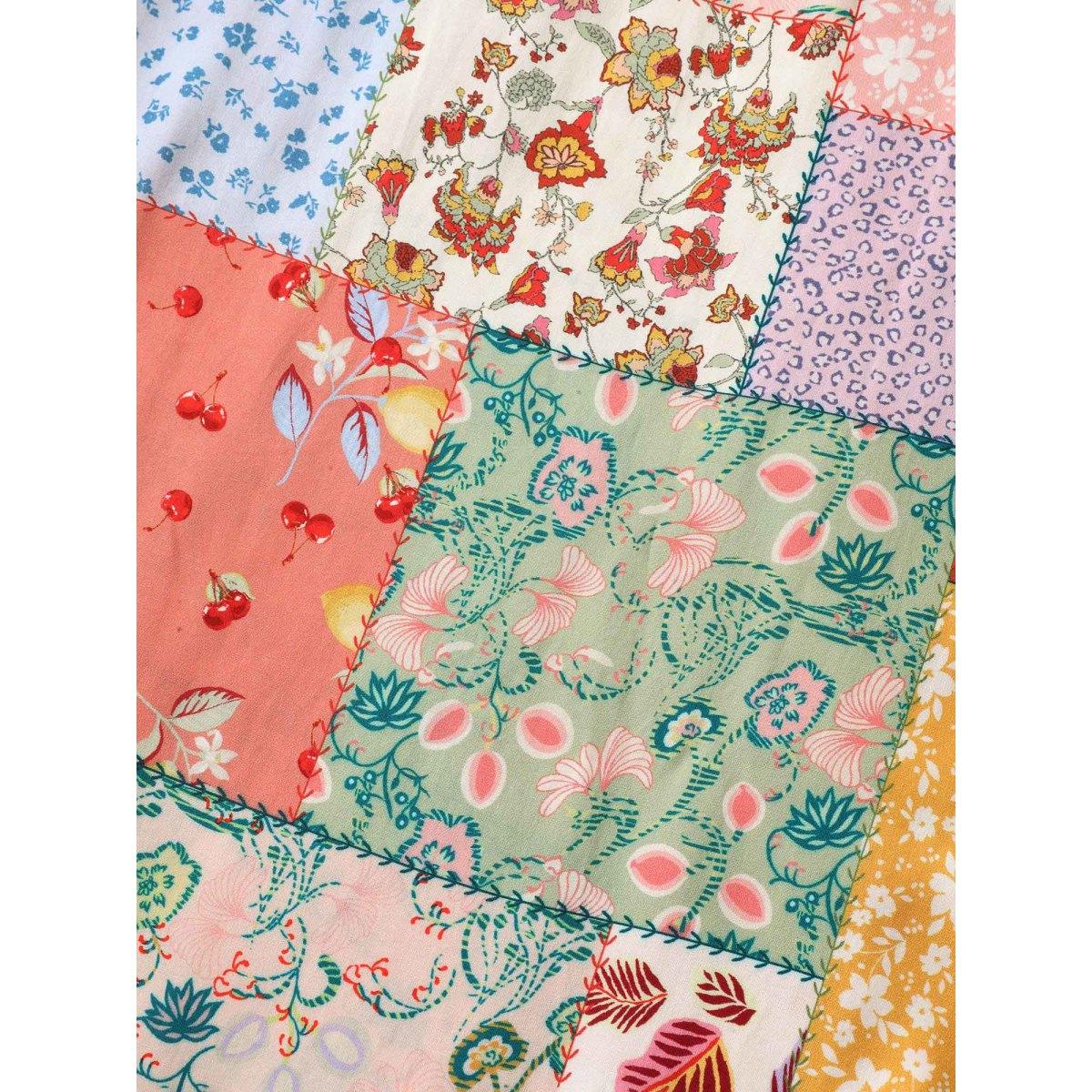 Plus Size Sunkissed Collage Print Flared Midi Dress Multicolor Women Playful Heart neckline Sleeveless Curvy BloomChic 22-24/3X Product Image