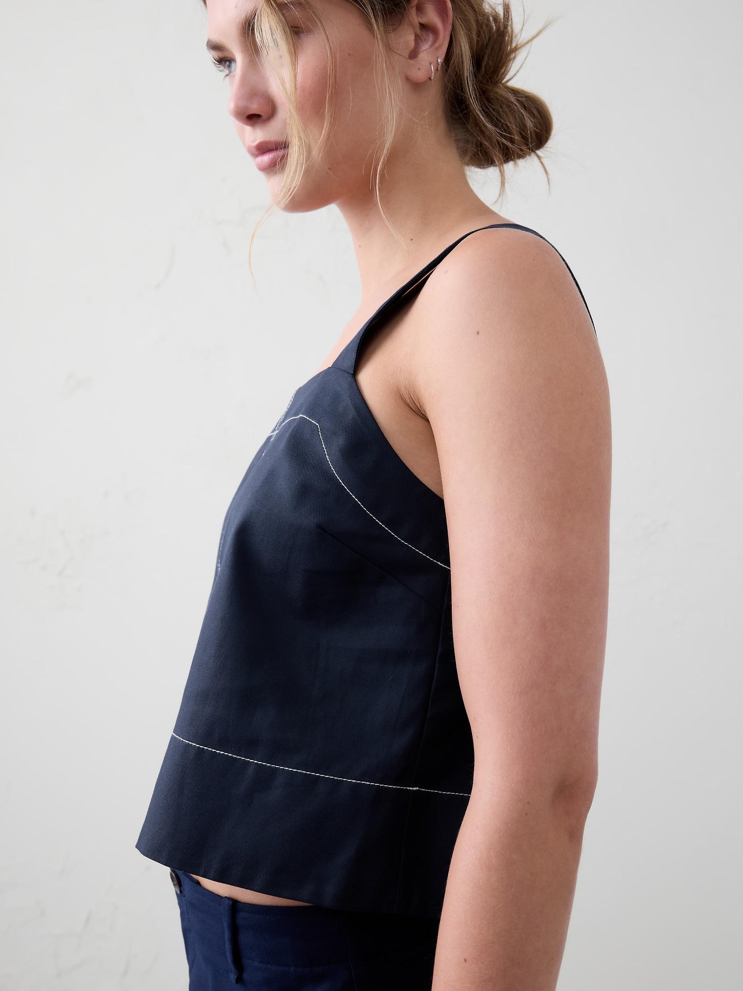 Boxy Topstitch Cropped Top Product Image