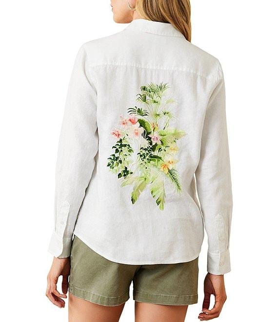 Tommy Bahama Flora Riviera Long Sleeve Notch Collar Button Front Blouse Product Image