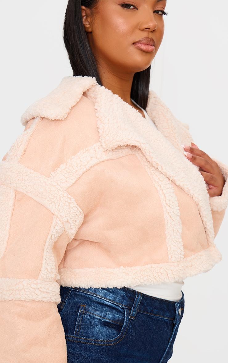 Plus Cream Shearling Trim Crop Aviator Product Image