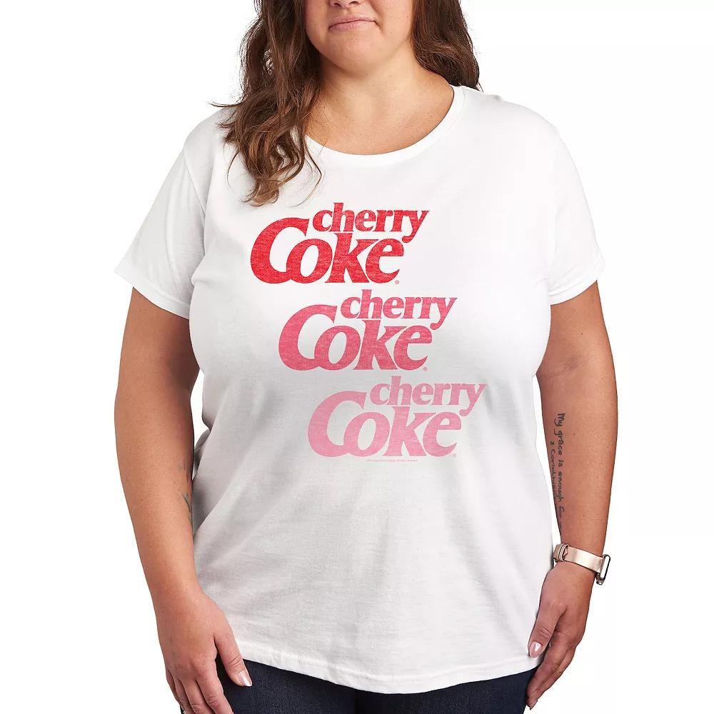 Plus Cherry Coke Ombre Logo Repeated Graphic Tee, Women's,  Product Image