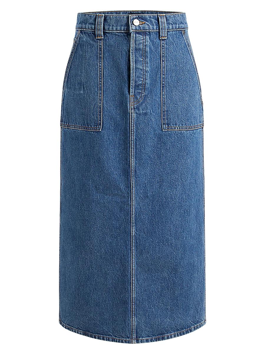 Womens Genevieve Denim Midi-Skirt Product Image