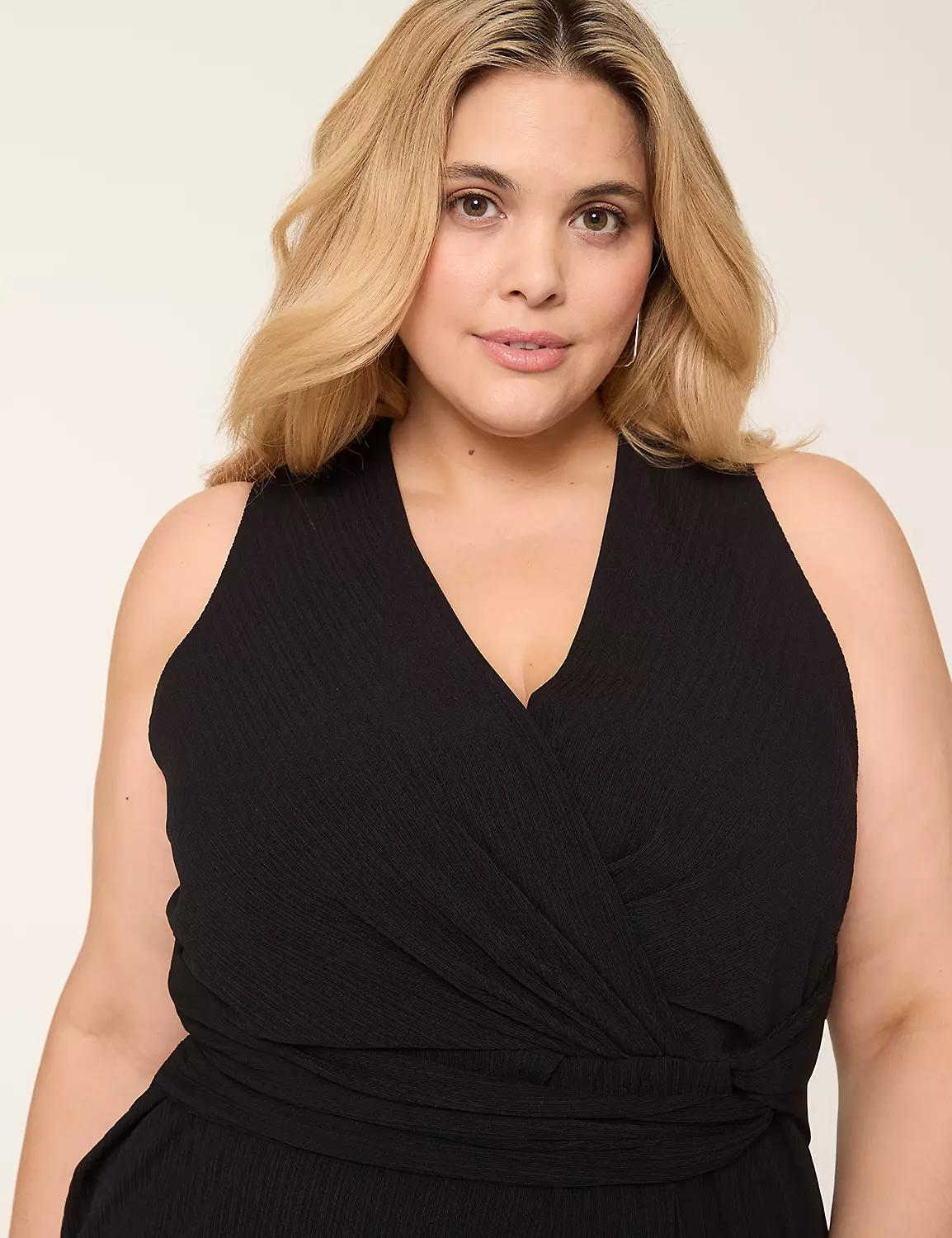 Sleeveless V-Neck Twist-Front Midi Dress Product Image