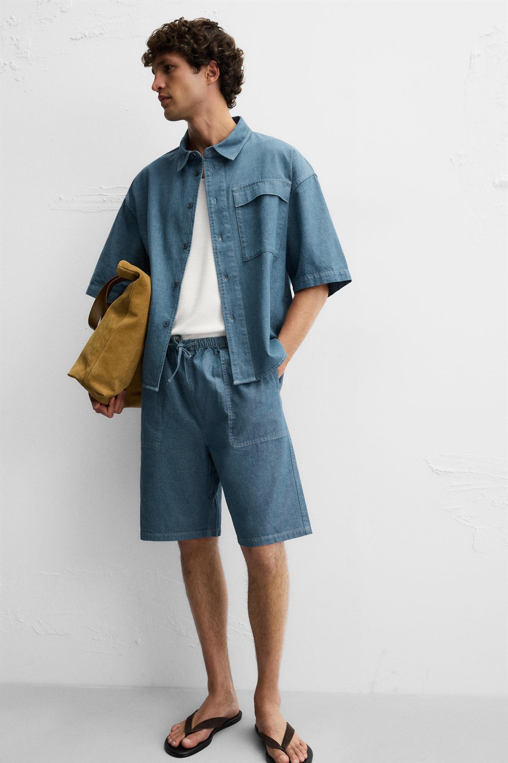 RELAXED FIT DENIM SHORTS Product Image