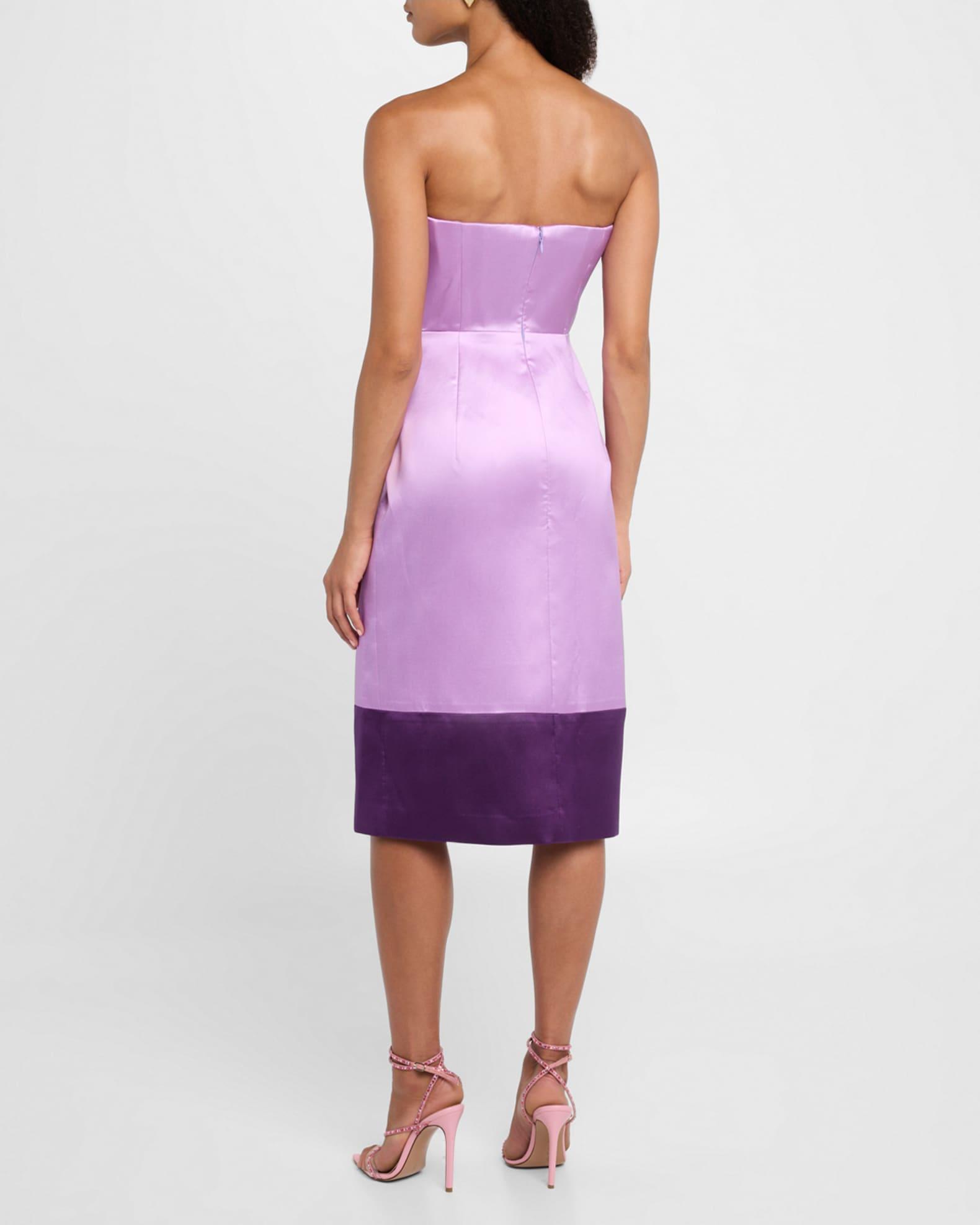 Strapless Folded Bustier Silk Midi Dress Product Image