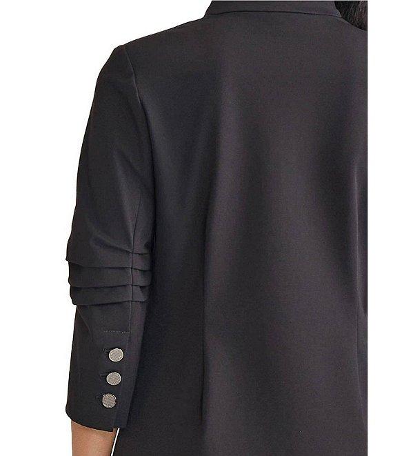MISOOK Luxe Stretch Ponte Modified Mandarin Collar 3/4 Pleated Sleeve Blazer Product Image