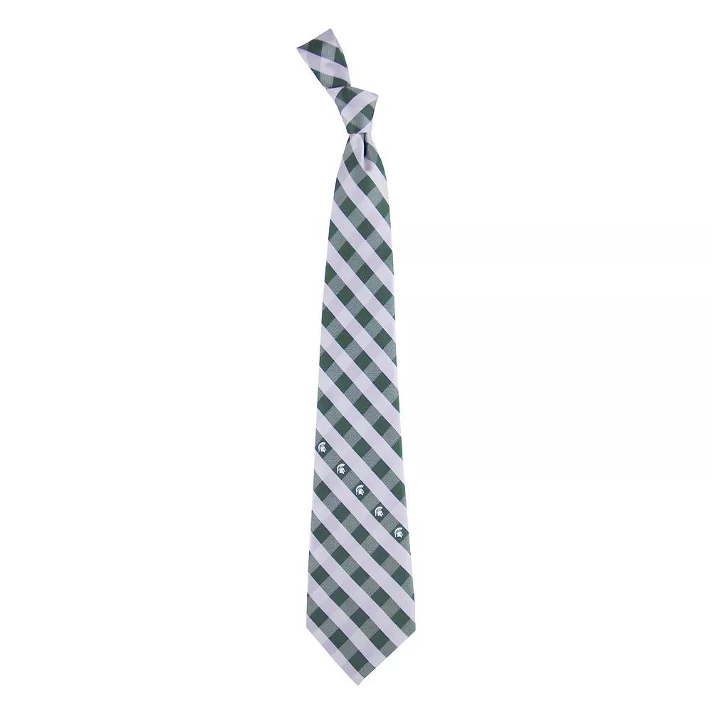 Adult NCAA Check Woven Tie, Michigan State Product Image