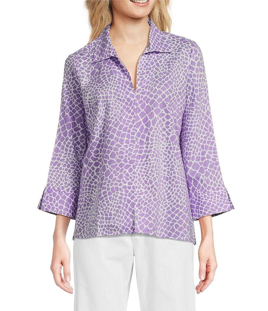 Foxcroft Agnes Linen Blend V-Neck 3/4 Sleeve Tunic Product Image