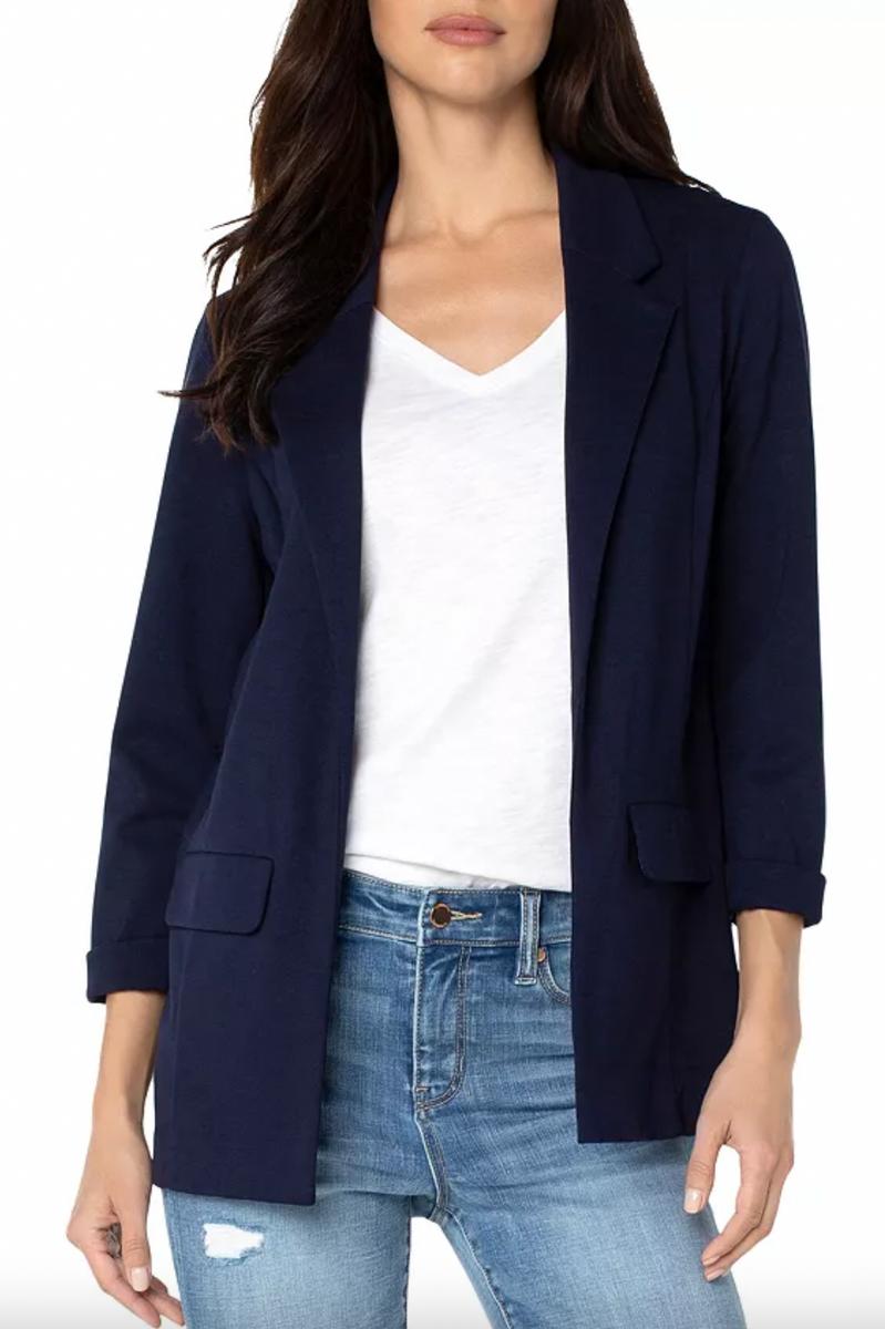 Boyfriend Blazer W/ Princess Darts - Cadet Blue Product Image
