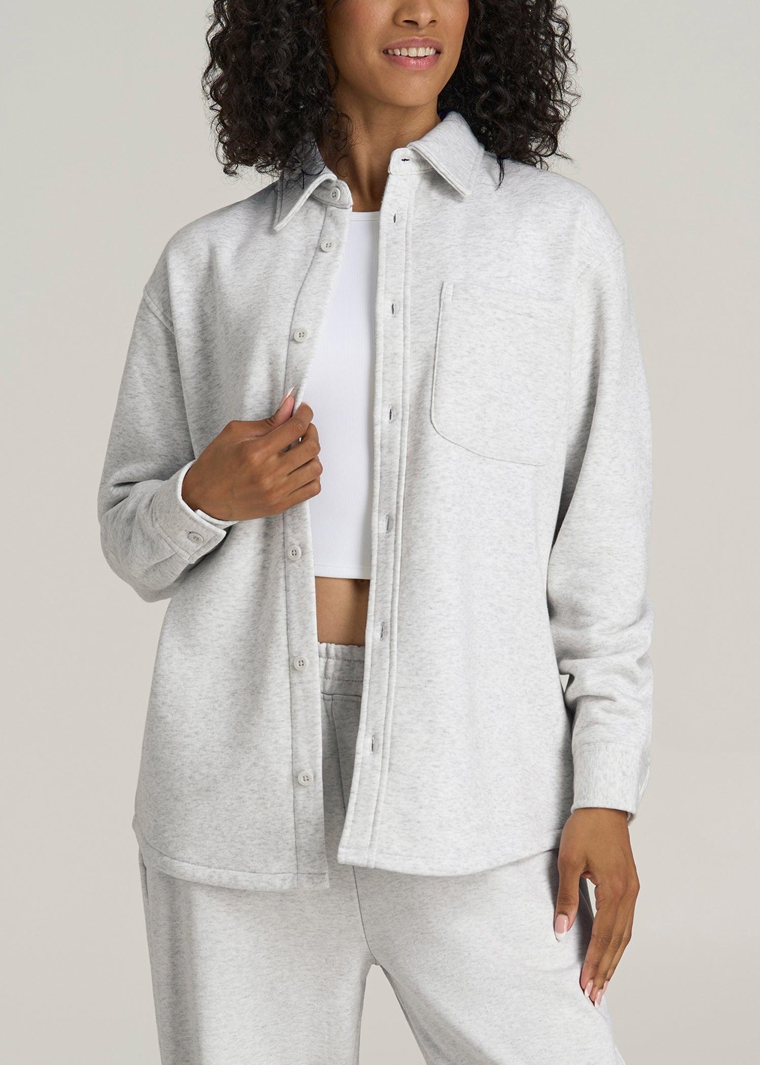 Wearever 2.0 Fleece Shacket for Tall Women in Heather Cloud White Female Product Image