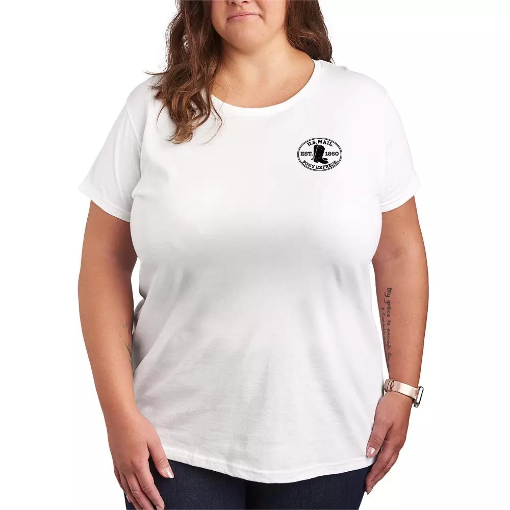 Plus Size USPS Pony Express Graphic Tee, Womens Grey Gray Product Image