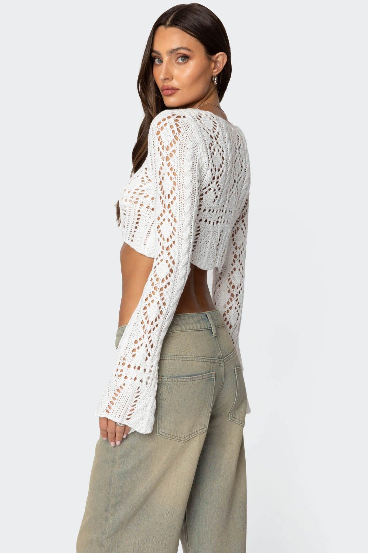 Tie Front Crochet Crop Top Product Image