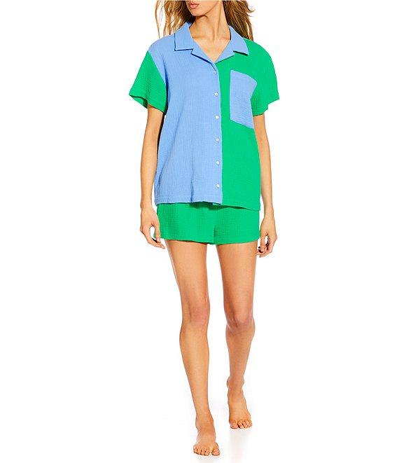 GB Oversize Colorblock Button Down Shirt Swimsuit Cover-Up Product Image