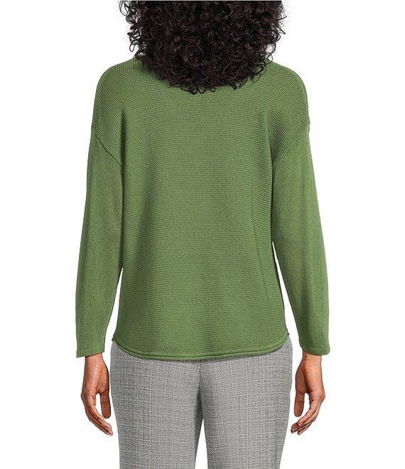 Investments Petite Size Textured 3/4 Sleeve V-Neck Sweater Product Image