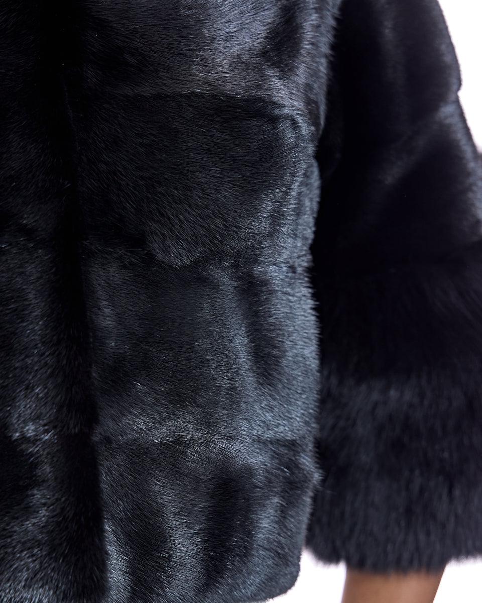 Cropped Mink Jacket with Fox Cuffs Product Image