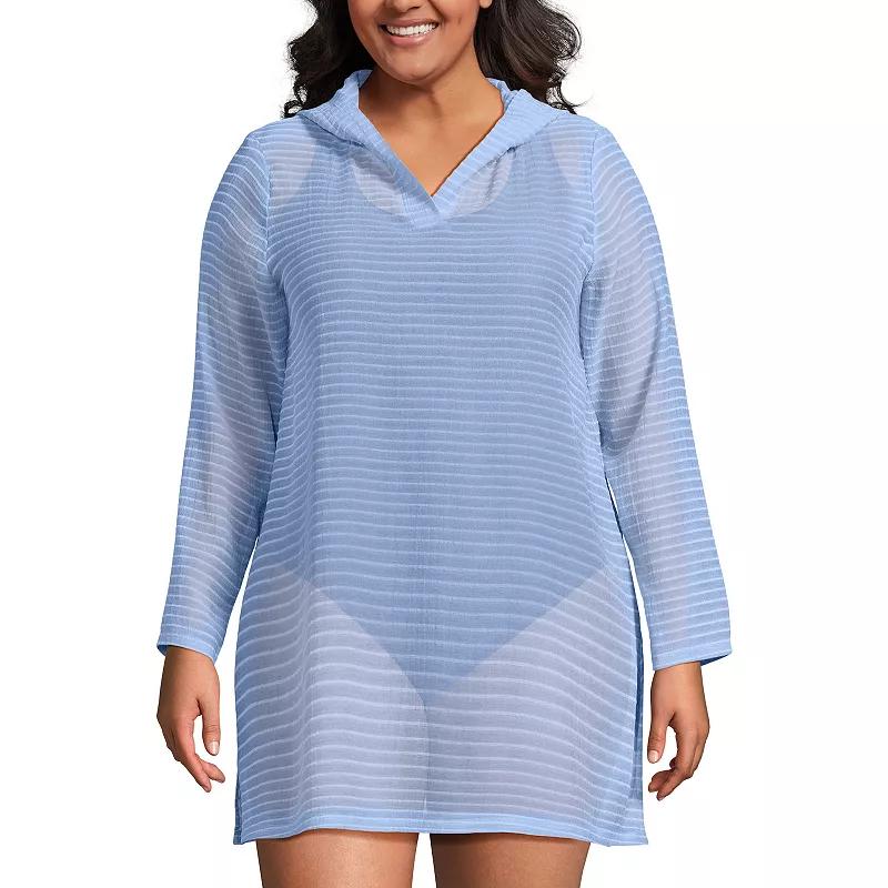 Plus Size Lands' End Rib Hooded Mini Swim Cover-Up Dress, Women's, Size: 1XL, Icy Mint Green Product Image