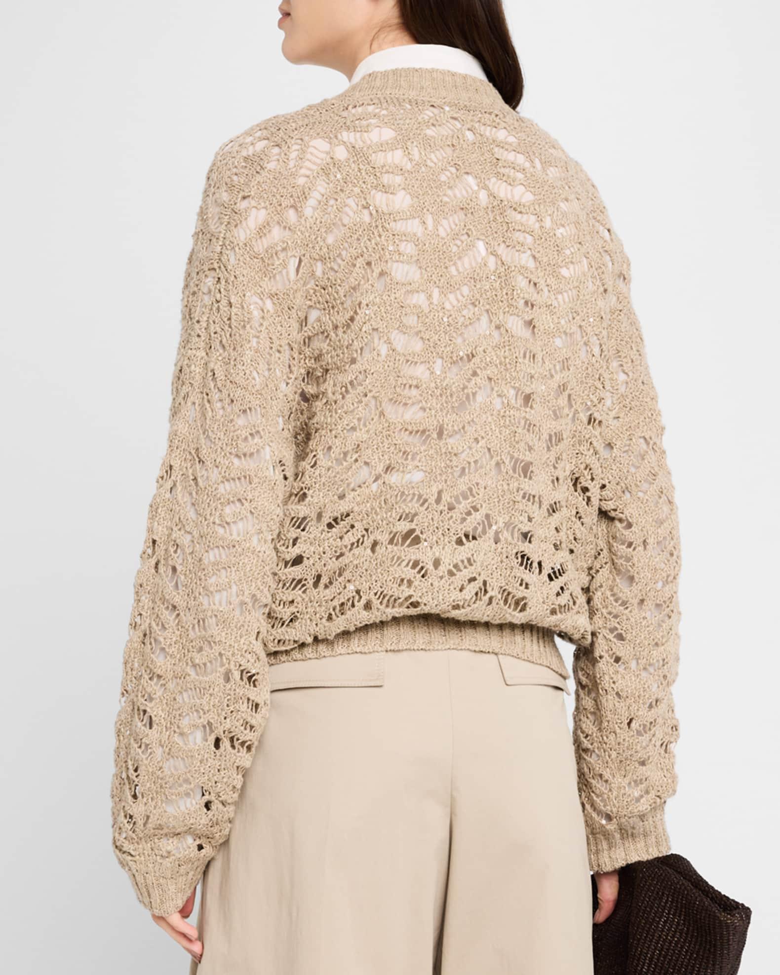 Paillette Lace Knit V-Neck Cardigan Product Image