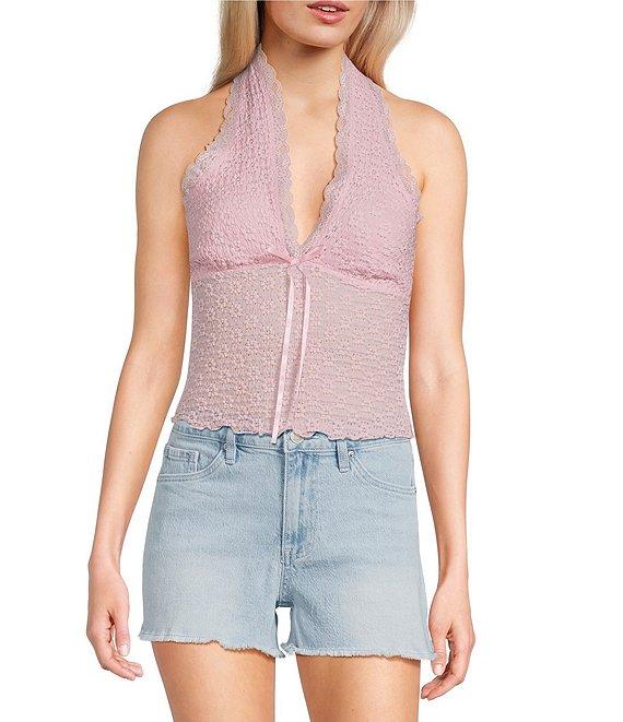 Moa Moa Halter V-Neck Bow Front Top Product Image