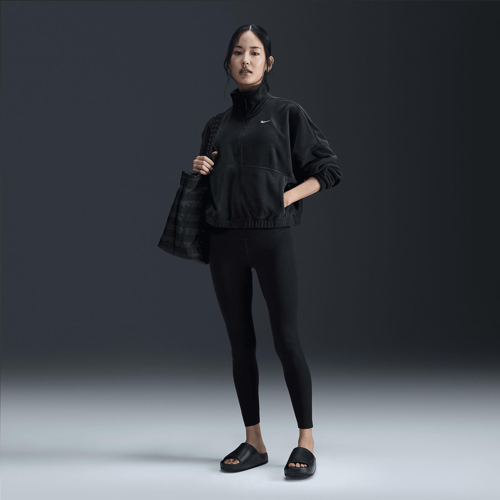 Nike Womens One Therma-FIT Oversized 1/2-Zip Fleece Top | FV7955-010 Product Image