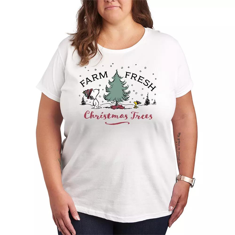Plus Size Peanuts Farm Fresh Trees Graphic Tee, Women's, Size: 3XL, White Product Image