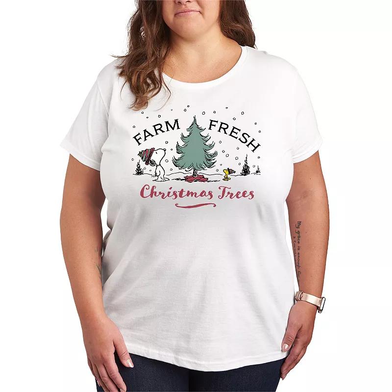 Plus Size Peanuts Farm Fresh Trees Graphic Tee, Women's, Size: 3XL, White Product Image