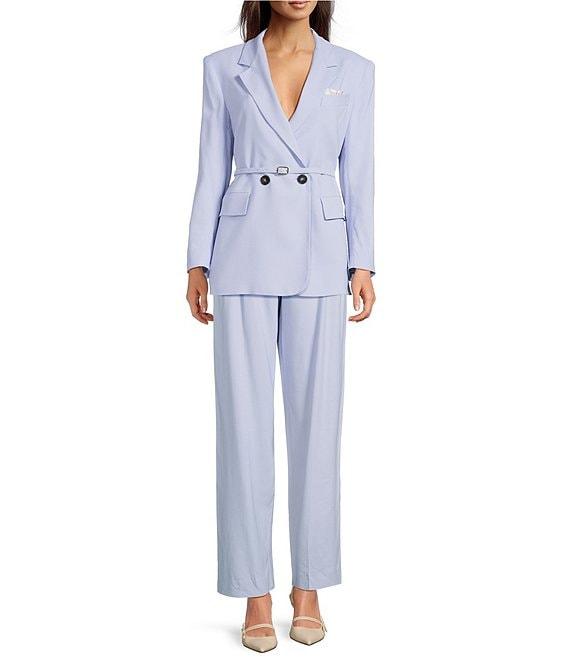 Marella Manisa Stretch Twill Notch Lapel Collar Long Sleeve Double Breasted Belted Coordinating Jacket Product Image