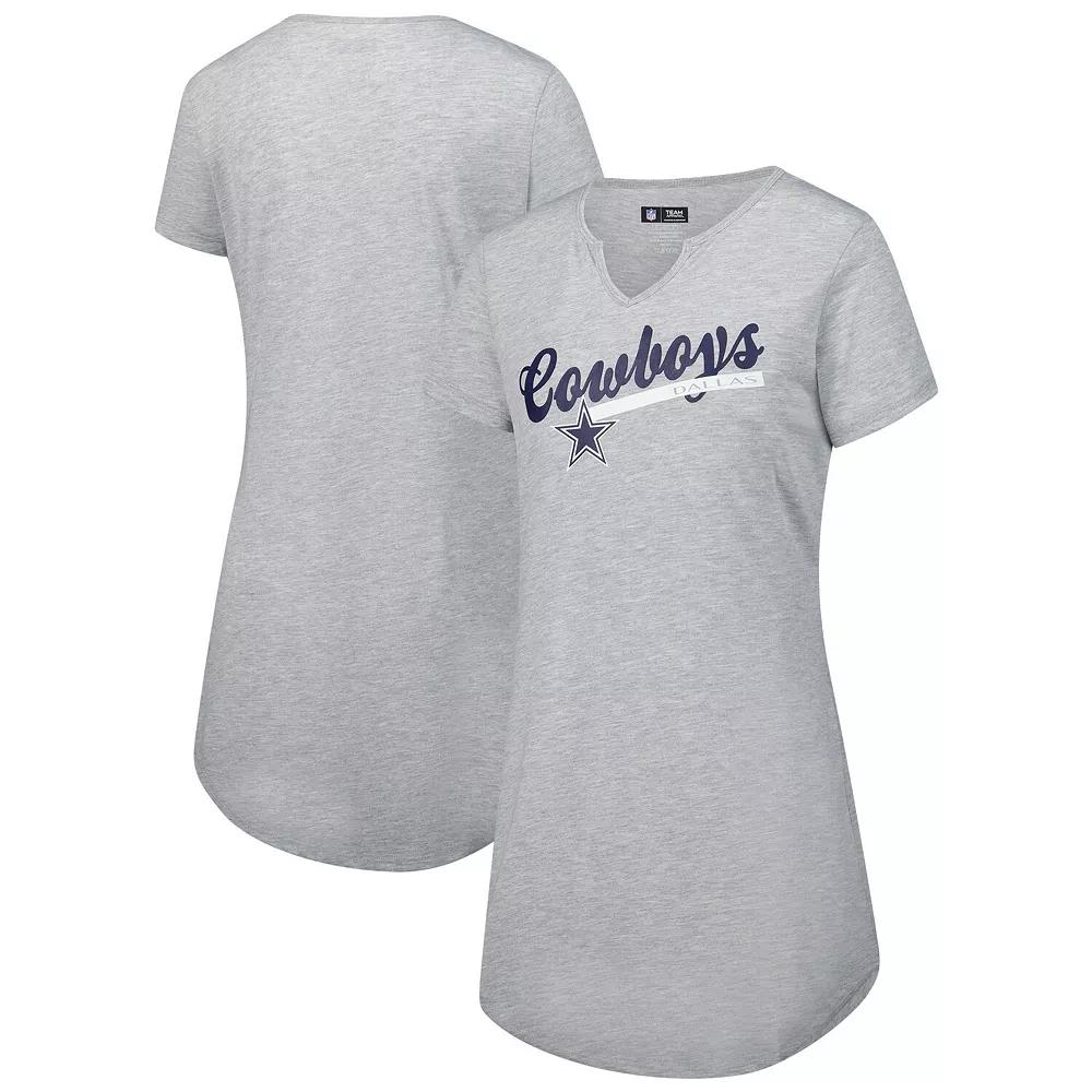 Women's Concepts Sport Gray Dallas Cowboys Petition Knit Nightshirt, Size: Large, Grey Product Image
