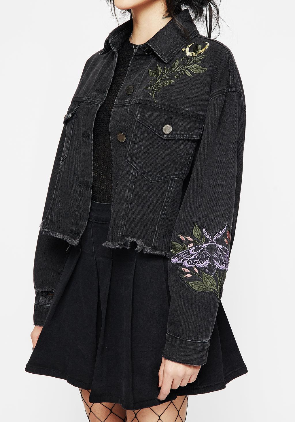 Nirah Embroidered Crop Denim Jacket Product Image