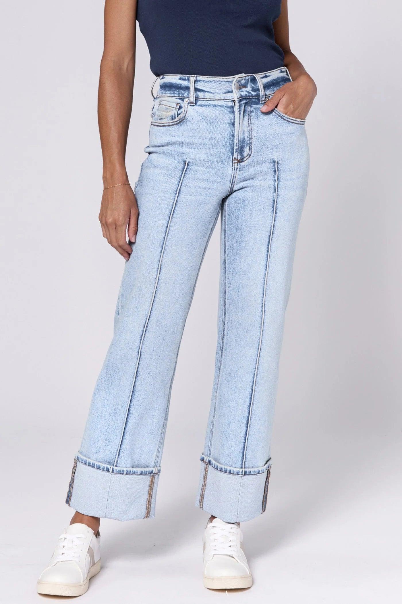 Holly High Rise Cuffed Hem Straight Jeans Product Image