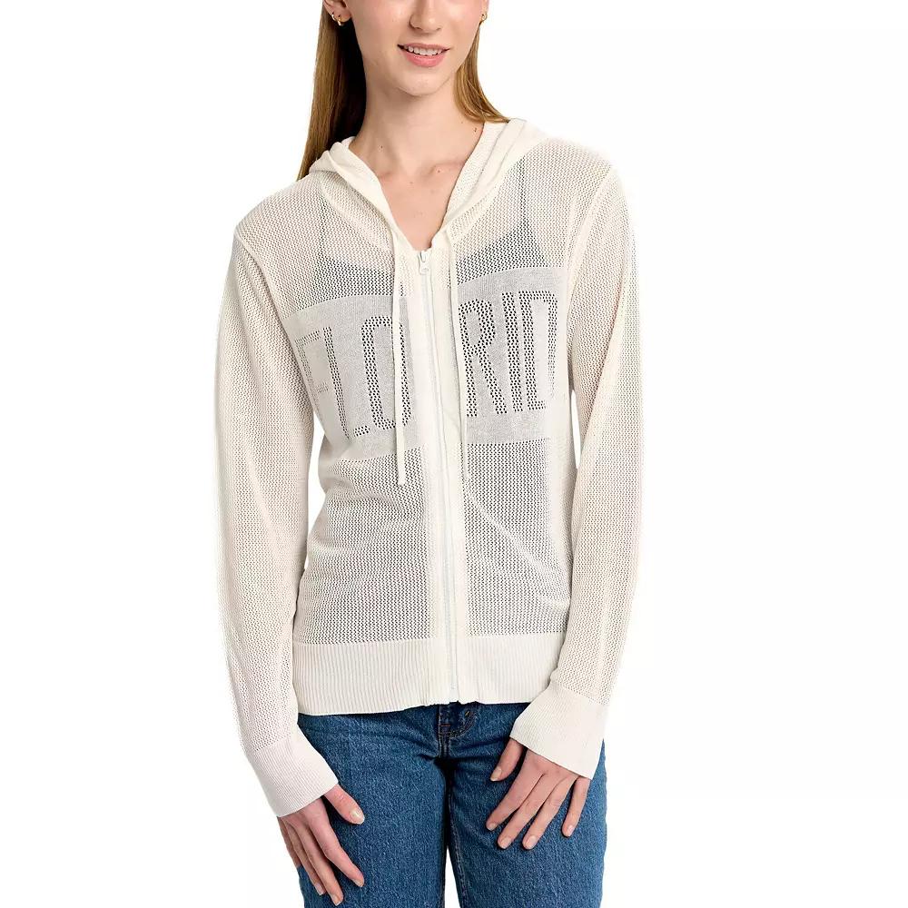 Women's Lusso Cream Florida Gators Summer Tonal Mesh Full-Zip Hoodie Sweater, Size: Medium, Beige Product Image