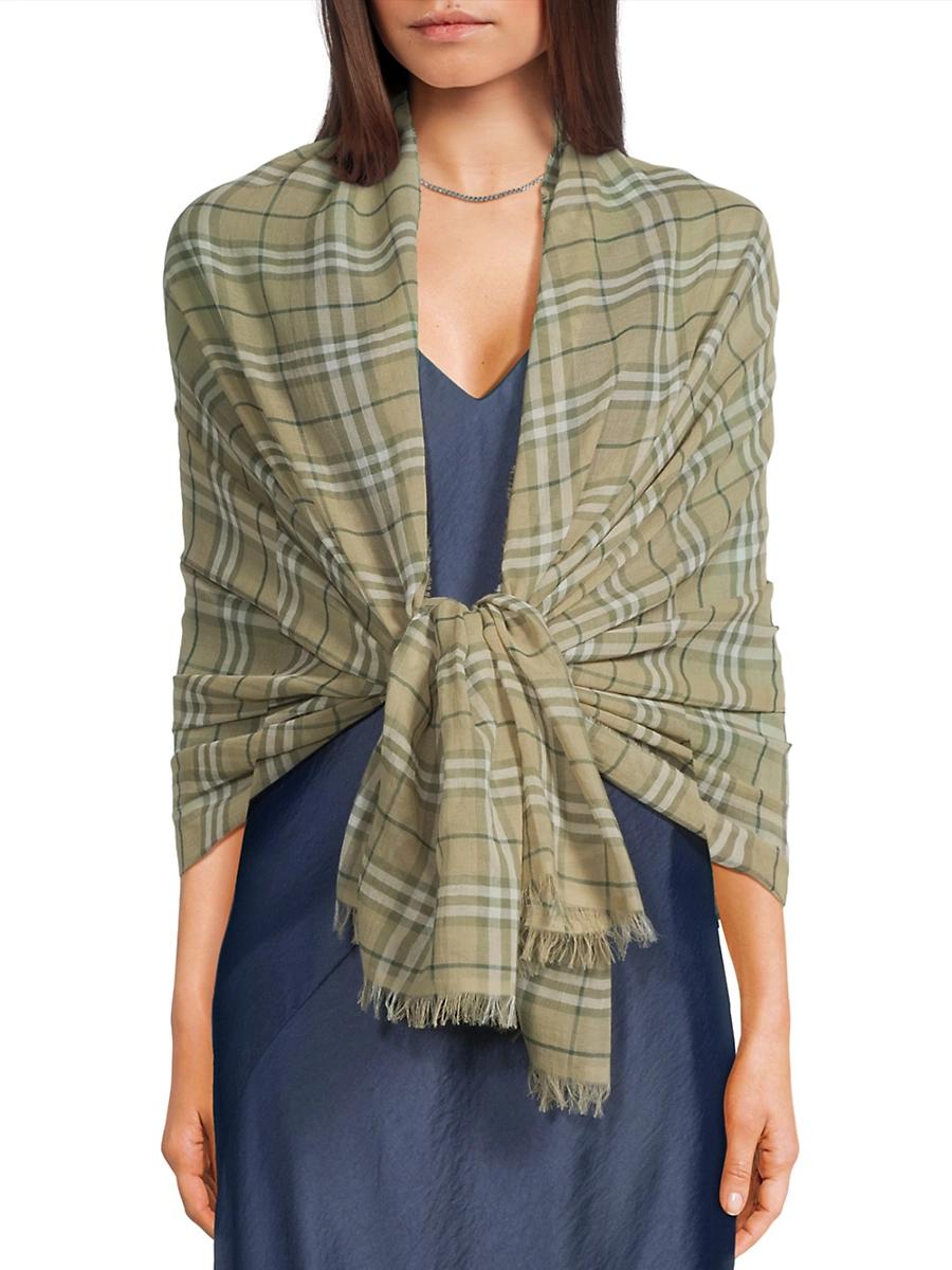 Womens Check Cotton Scarf Product Image