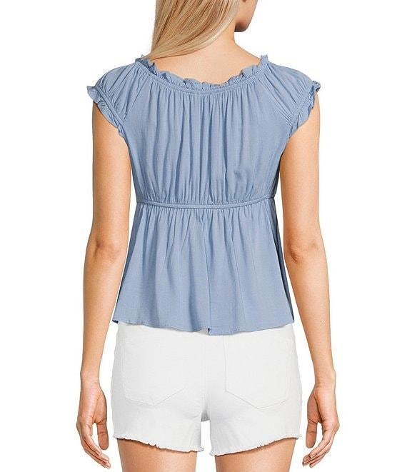 Moa Moa Sleeveless Solid Shirred Babydoll Top Product Image