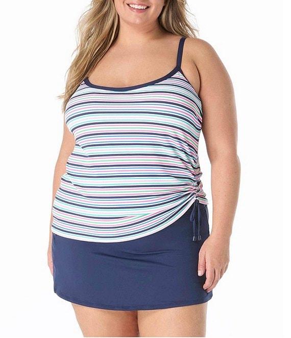 Beach House Plus Size Stripe Scoop Neck Underwire Tankini Swim Top Product Image