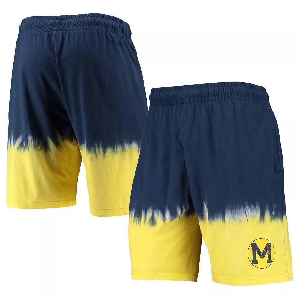 Men's Mitchell & Ness Navy/Gold Michigan Wolverines Tie-Dye Shorts, Size: Small, Blue Product Image