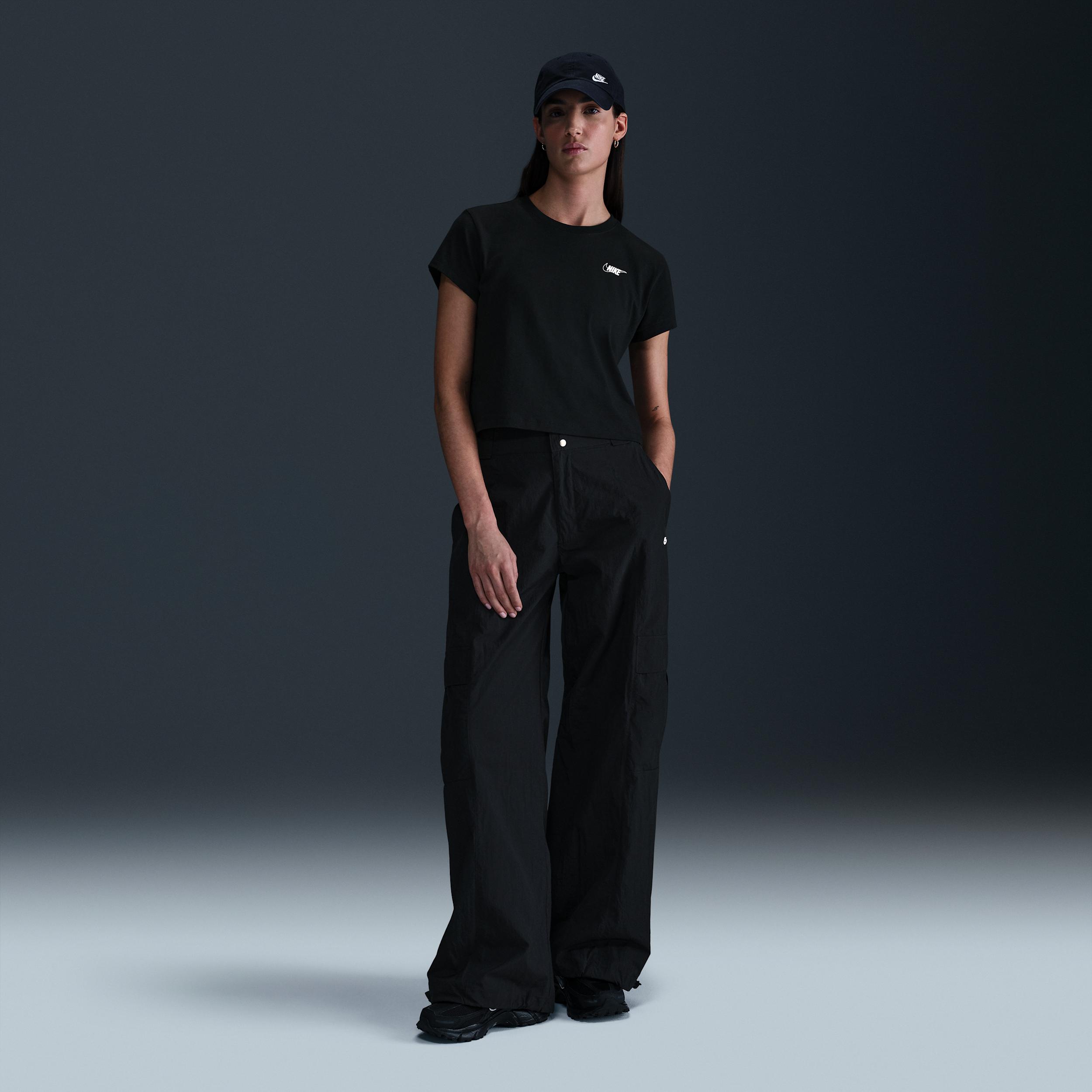 Womens Nike Sportswear Club Short-Sleeve Cropped Graphic T-Shirt | HF9456-010 Product Image