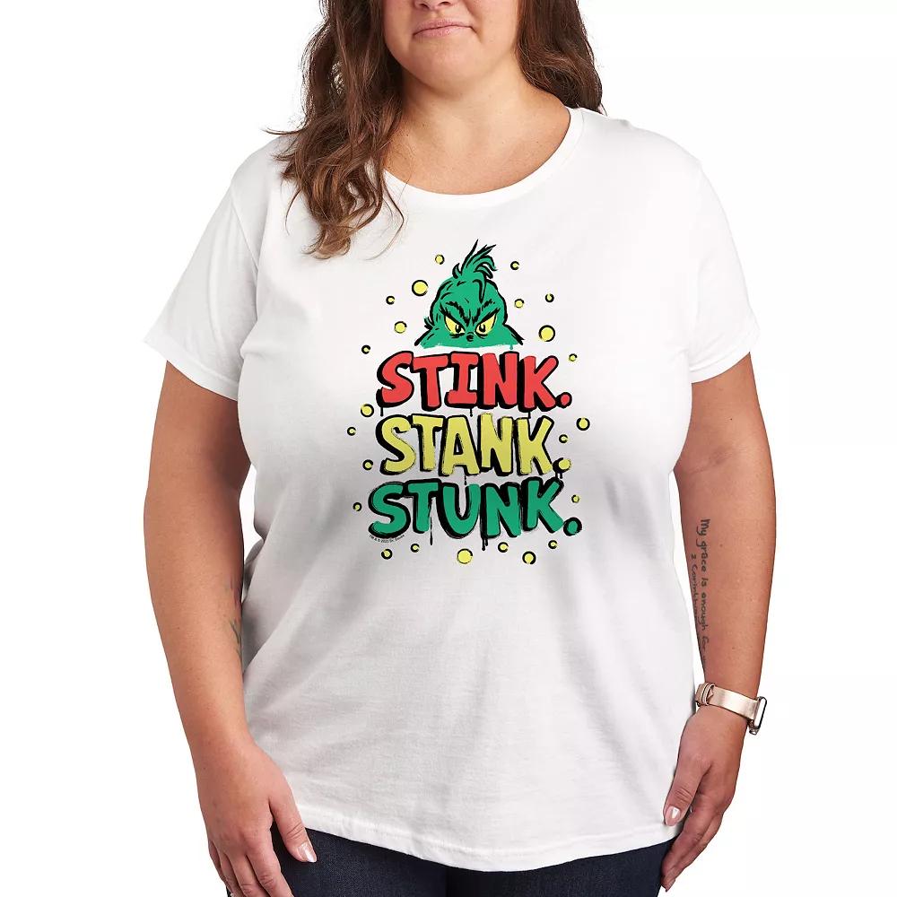 Plus Dr. Seuss The Grinch Stink Stank Stunk Graphic Tee, Women's, Size: 2XL, White Product Image