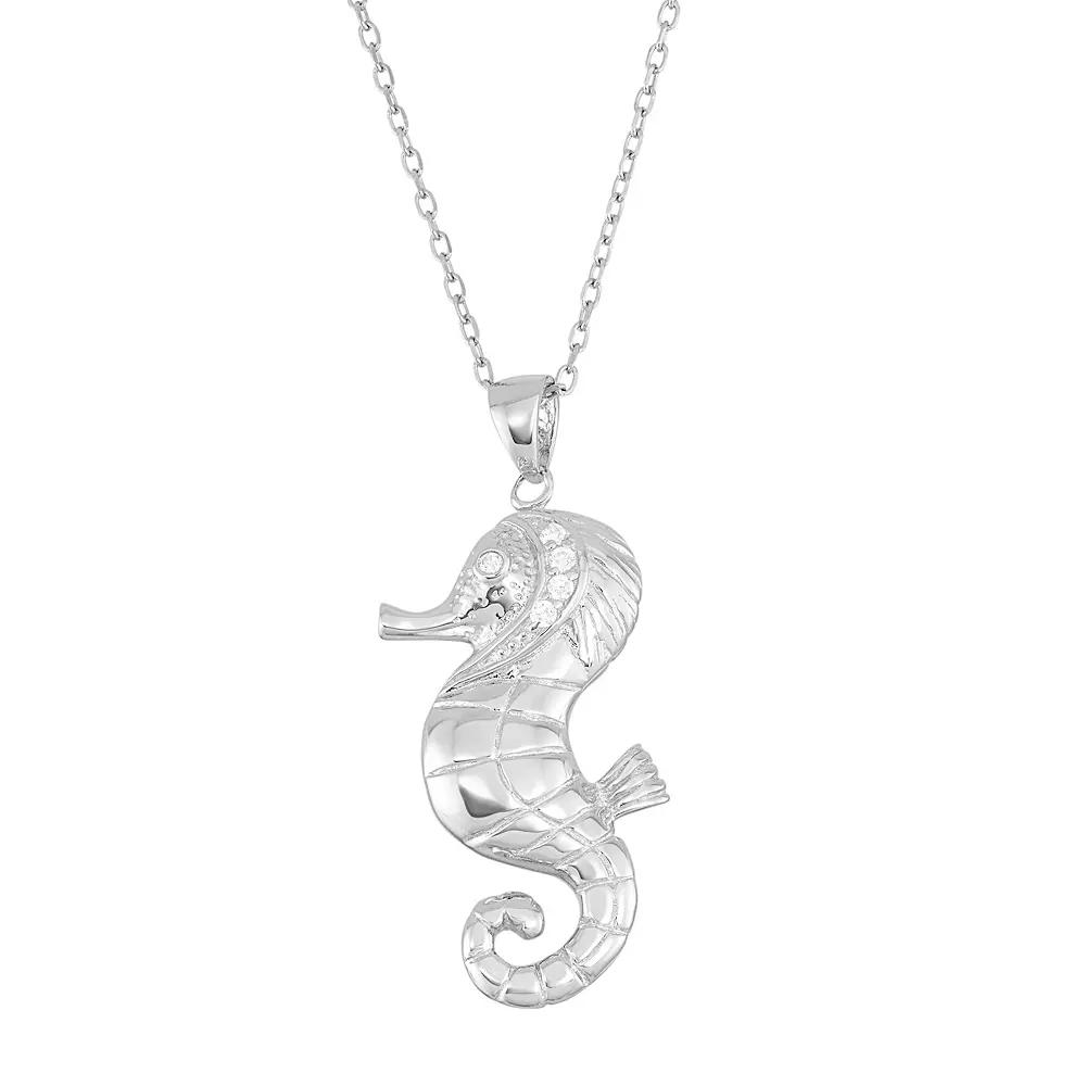 Sterling Silver Cubic Zirconia Seahorse Pendant Necklace, Women's, Size: 18", White Product Image