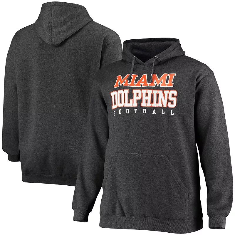 Men's Fanatics Branded Heathered Charcoal Miami Dolphins Big & Tall Practice Pullover Hoodie, Size: 2XB Product Image