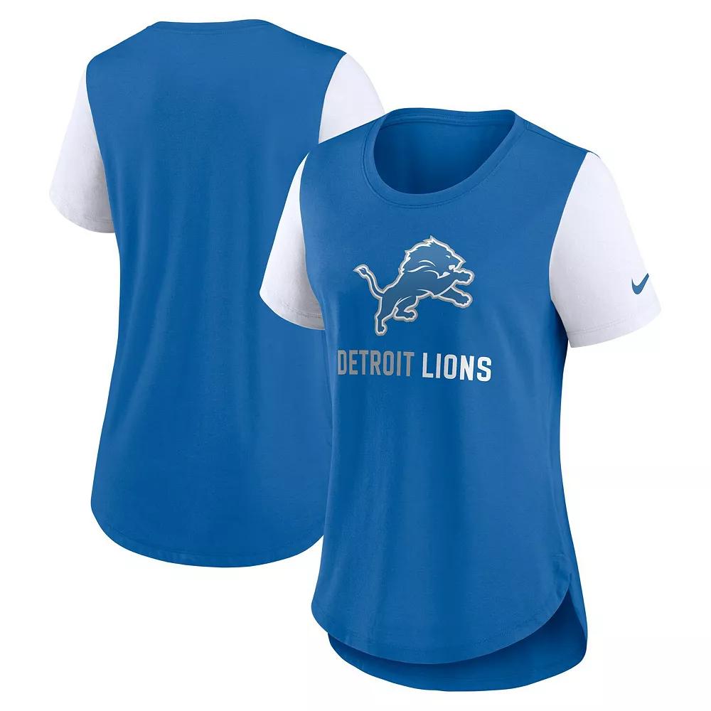 Women's Nike  Blue Detroit Lions Team Nod Tri-Blend Fashion T-Shirt, Size: XXL Product Image