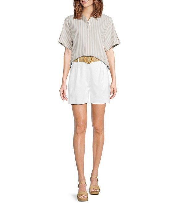 Alex Marie Angela Linen Blend Belted Flat Front Shorts Product Image