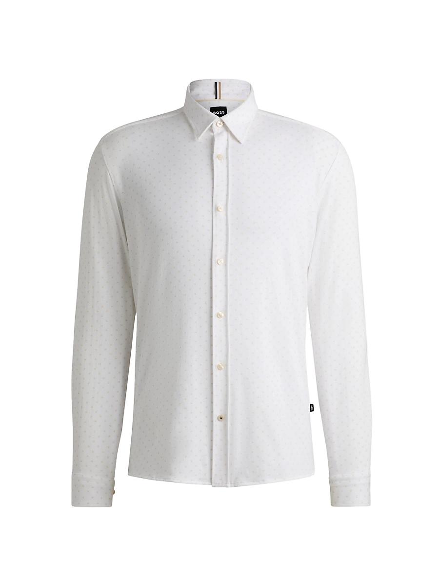 Mens Slim-Fit Shirt in Printed Stretch-Cotton Jersey Product Image
