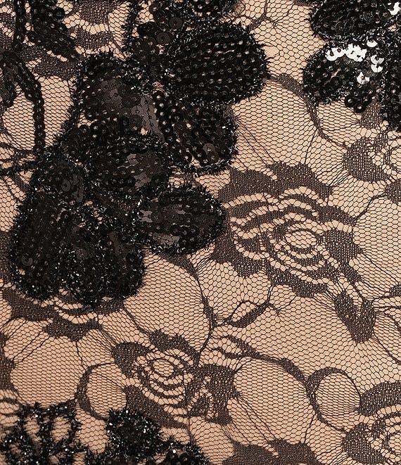 Blondie Nites Sequin Floral Lace Corset Trumpet Dress Product Image