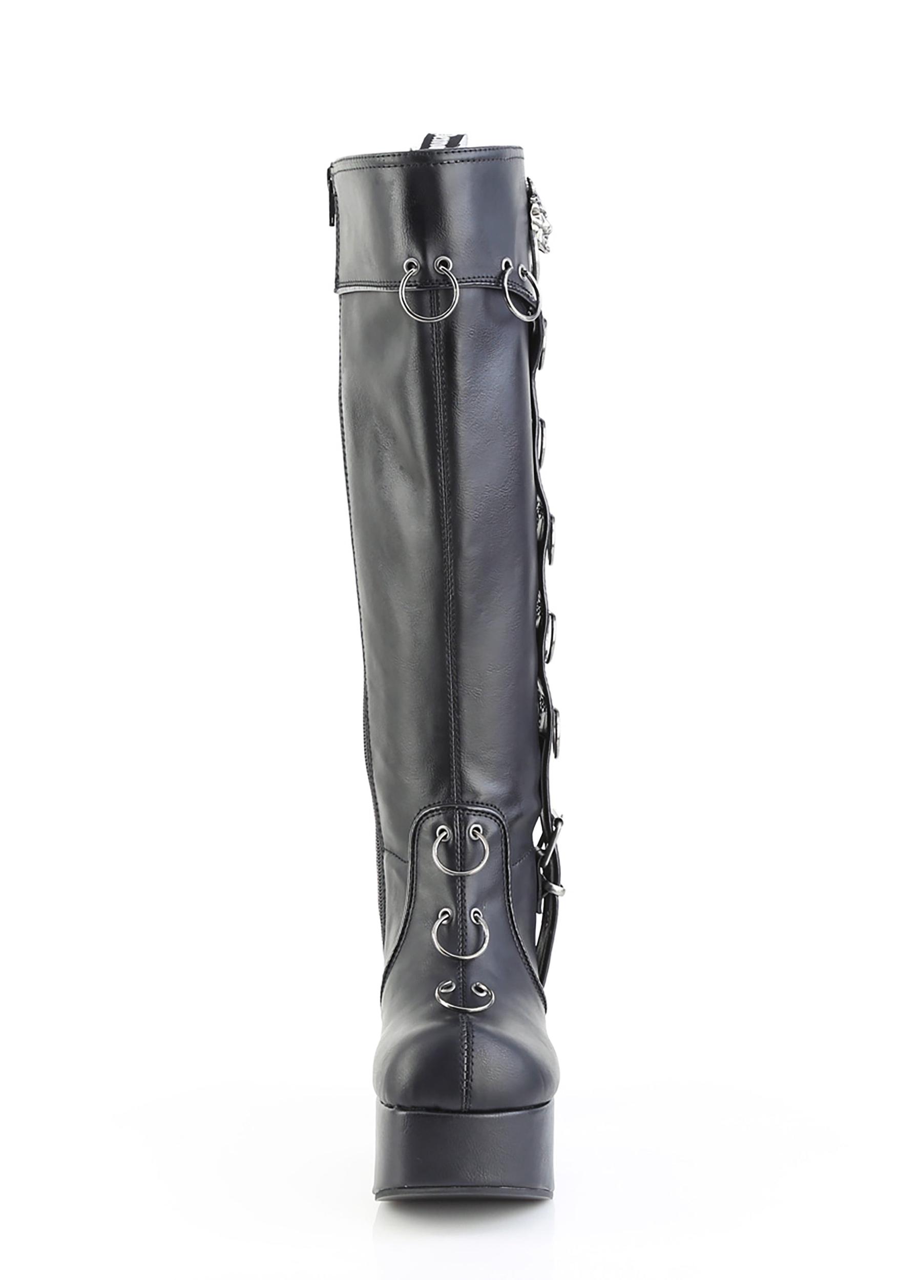 Demonia Charade-211 Knee High Boots With O Ring Hardware - Black Product Image