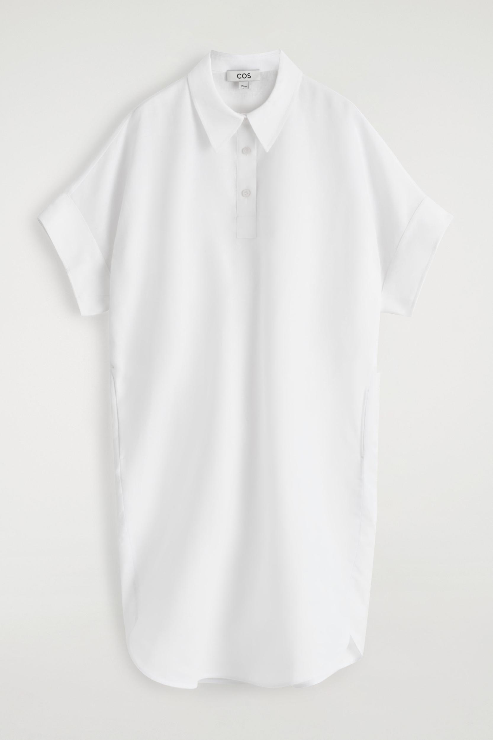 ROUNDED LINEN-COTTON SHIRT DRESS Product Image