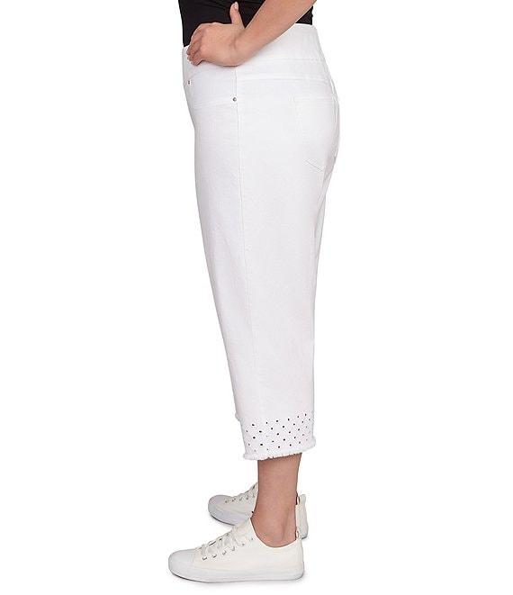 Ruby Rd. Plus Size Eyelet Fringe Hem Pull-On Capri Pants Product Image