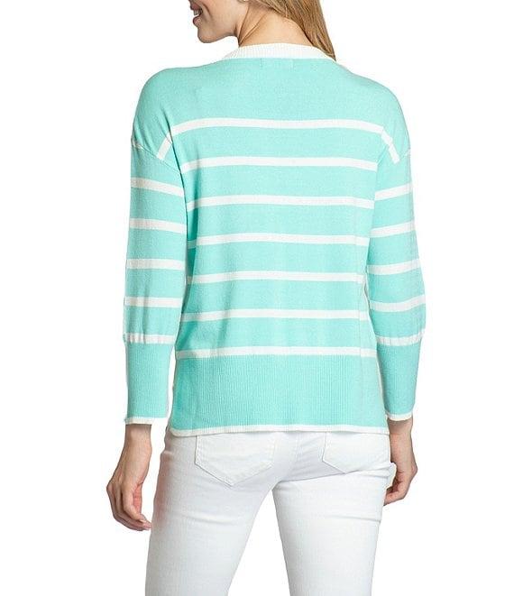 APNY Stripe Crew Neck Side Slit Hem Long Sleeve Pullover Product Image