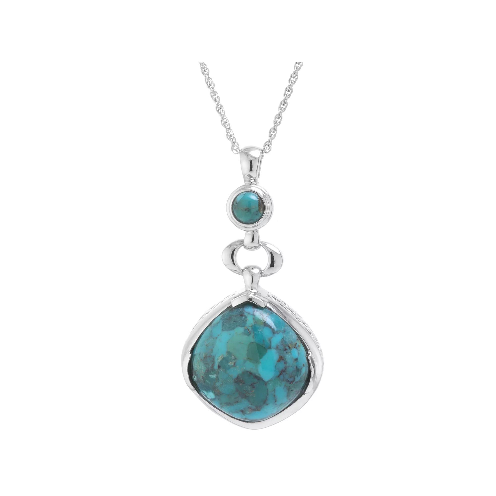 Athra NJ Inc Sterling Silver Enhanced Turquoise Open Teardrop Pendant Necklace, Women's Product Image