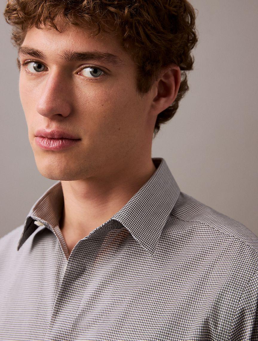 Steel Micro Check Slim Fit Button-Down Shirt Product Image