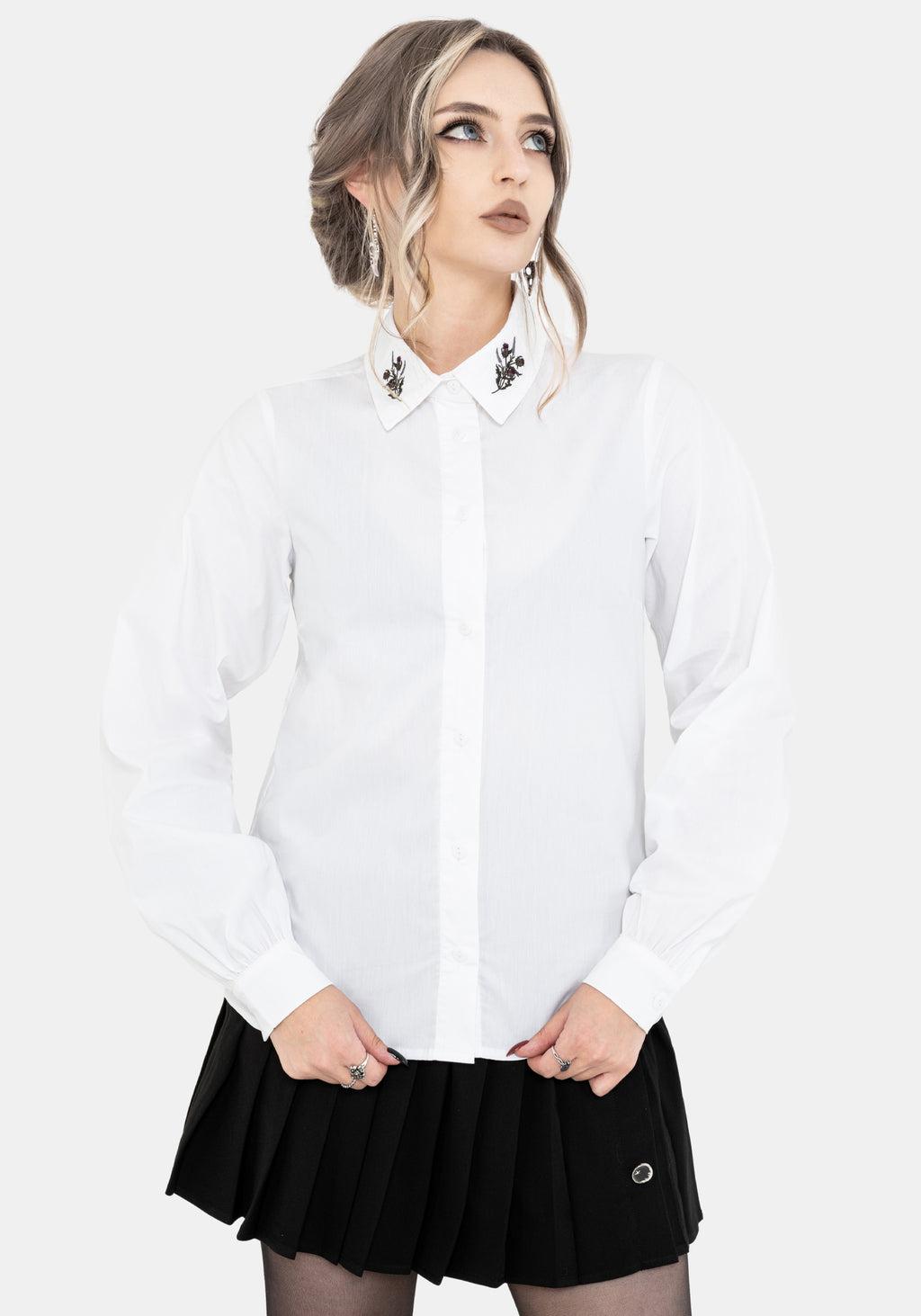 Despair Cotton Thistle Embroidered Button Up Shirt Product Image