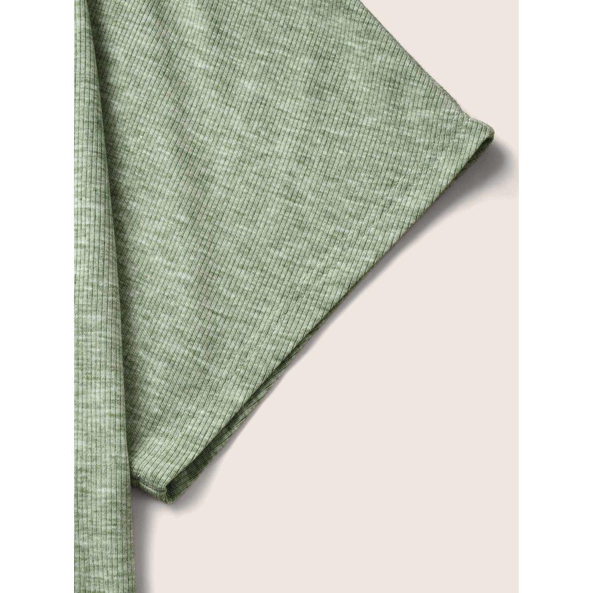 Plus Size Heather Rib Knit Dolman Sleeve T-shirt Palemauve Women Casual Texture Round Neck Everyday T-shirts BloomChic 12/L Product Image